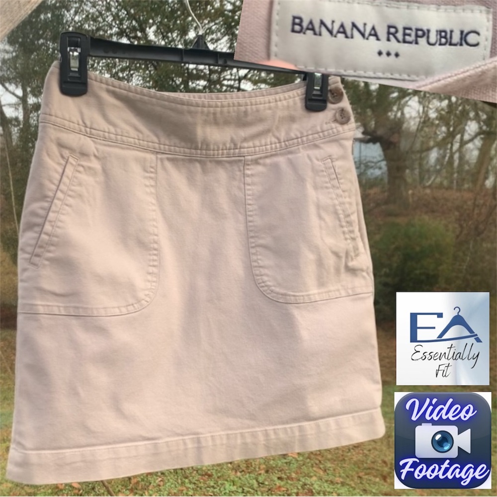 Banana Republic Beige Mini Skirt Button Pockets Y2K 90s